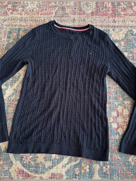 Tommy Hilfiger Sweaters - Tommy Hilfiger Navy Cable-Knit Crewneck Sweater - Women's